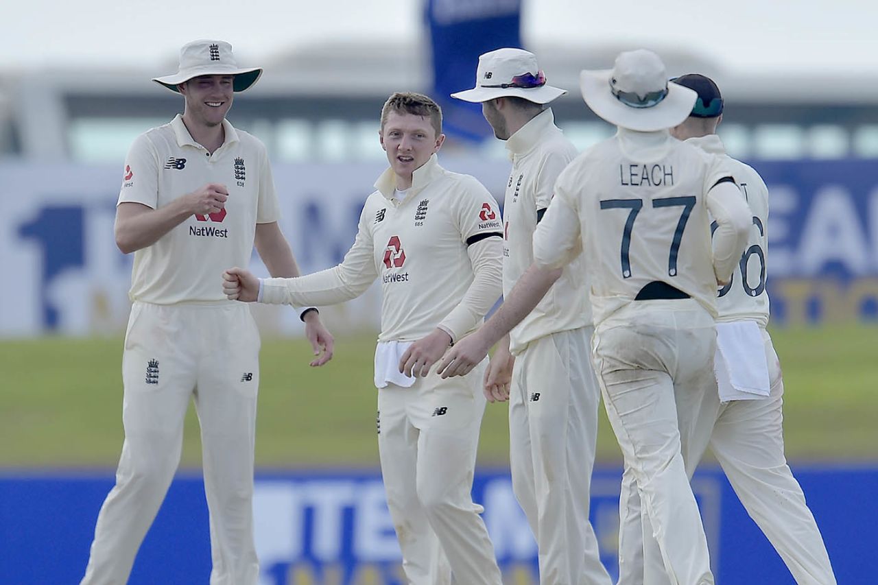 Dom Bess sheepishly celebrates another wicket, Sri Lanka v England, 1st Test, Galle, 1st day, January 14, 2021