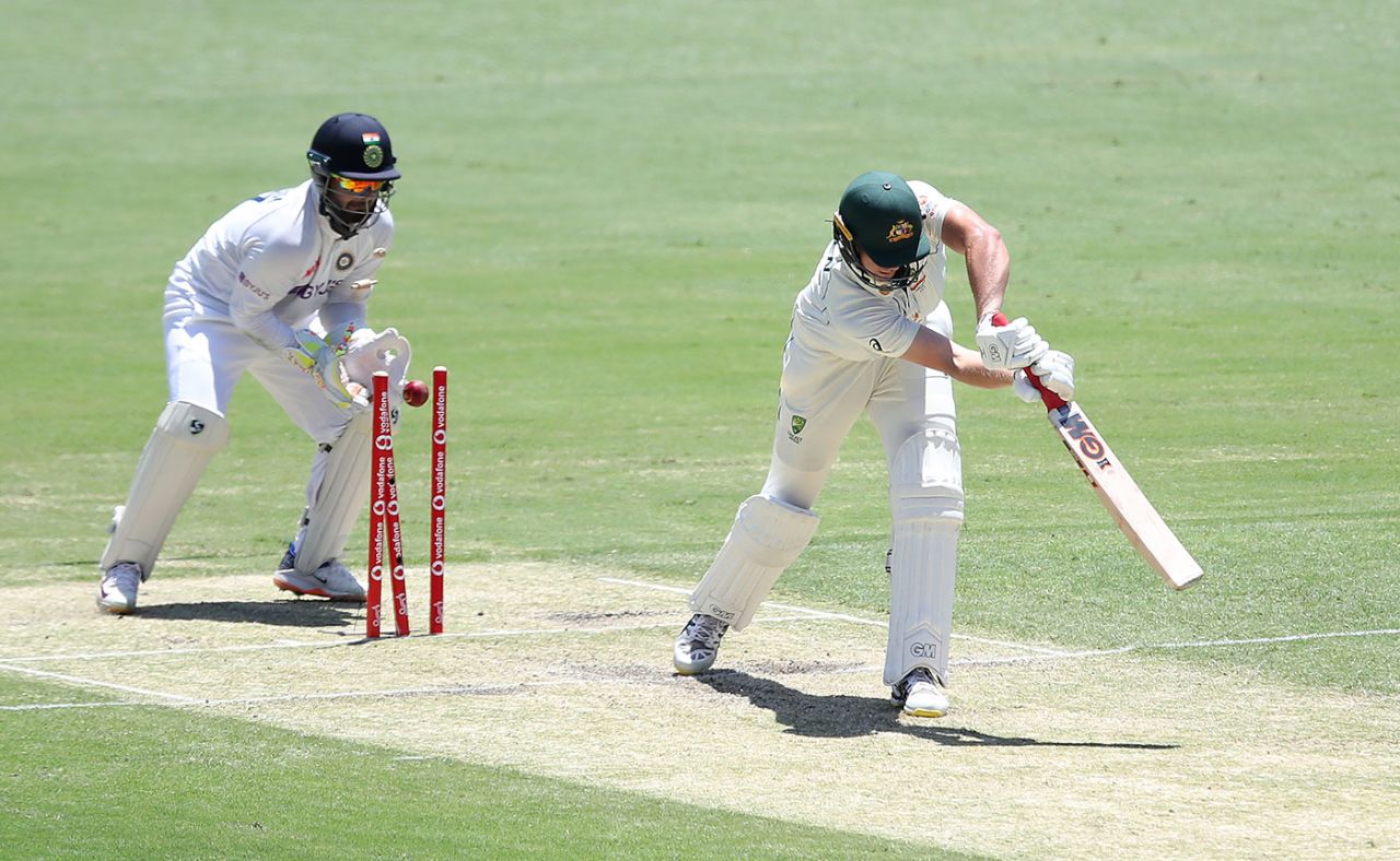 Cameron Green played down the wrong line and was bowled, Australia vs India, 4th Test, Brisbane, 2nd day, January 16, 2021