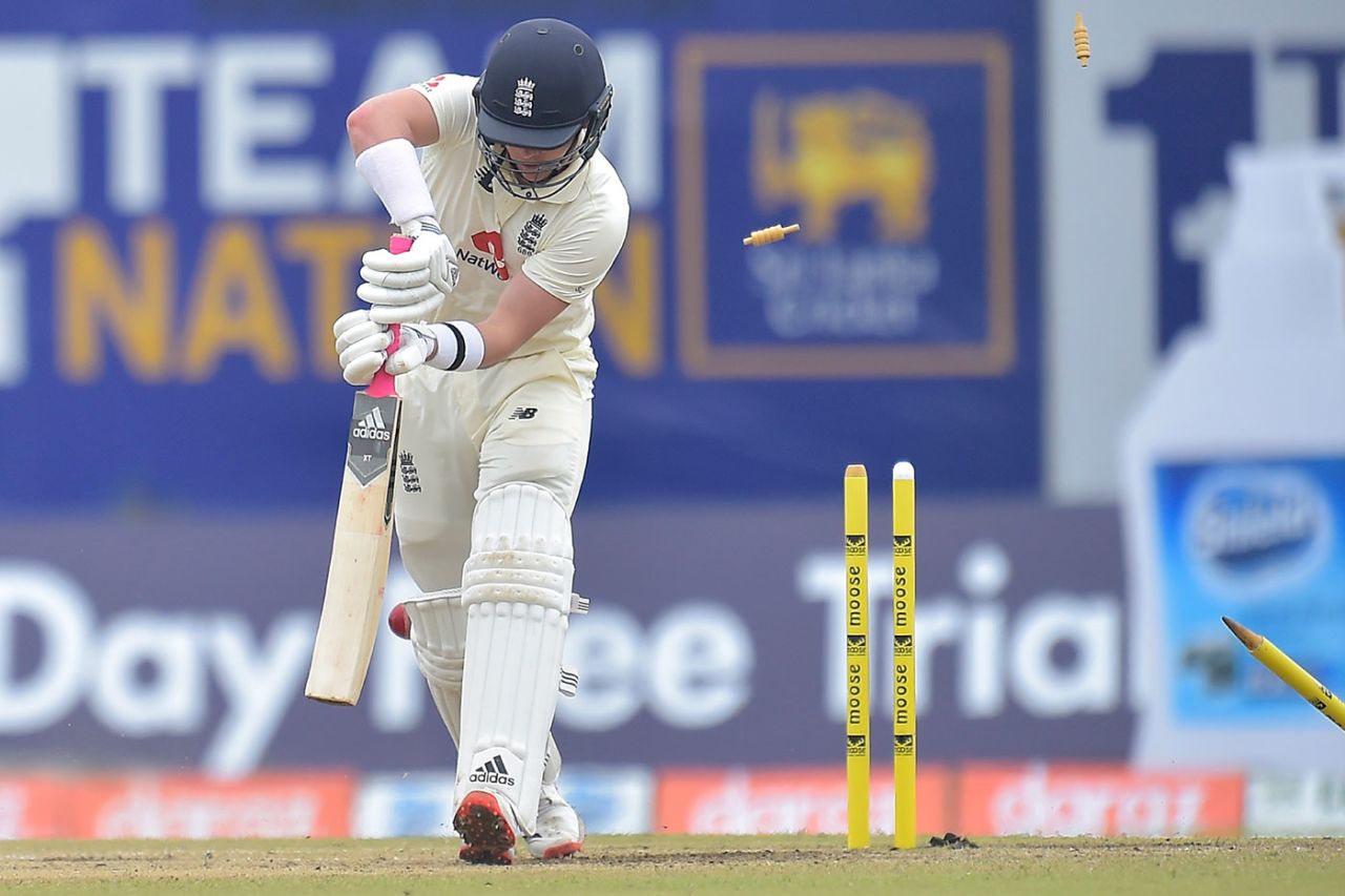 Sam Curran was bowled for a first-ball duck, Sri Lanka v England, 1st Test, Galle, 3rd day, January 16, 2021