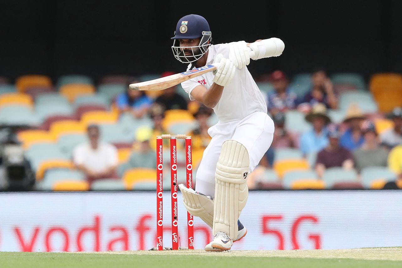 Ajinkya Rahane pushes through the off side, Australia vs India, 4th Test, Brisbane, 3rd day, January 17, 2021