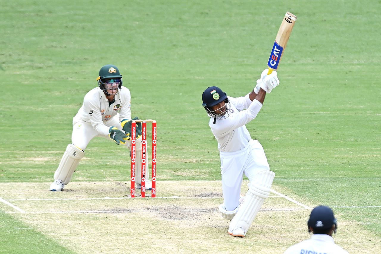 Mayank Agarwal launches Nathan Lyon for a big six, Australia vs India, 4th Test, Brisbane, 3rd day, January 17, 2021