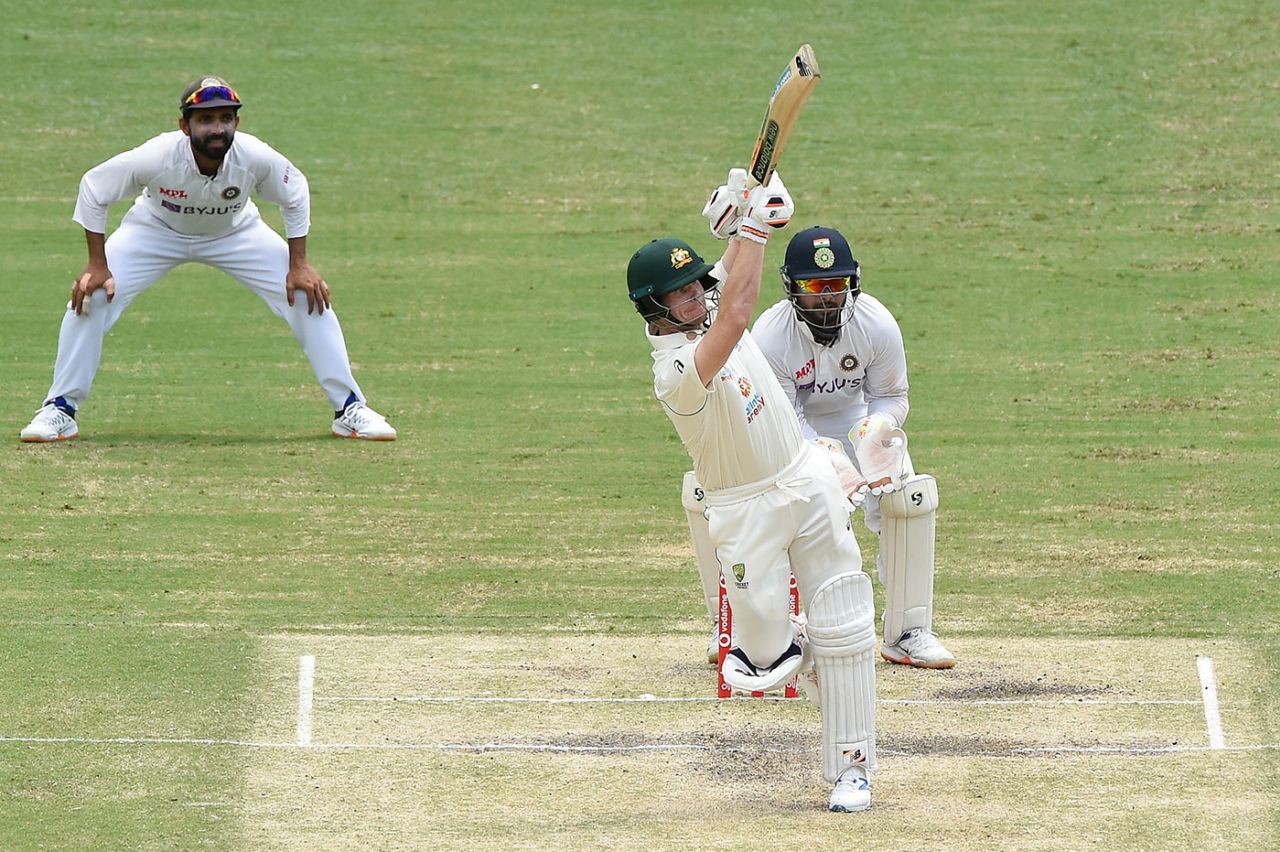 Steven Smith goes over the top, Australia vs India, 4th Test, Brisbane, 4th day, January 18, 2021