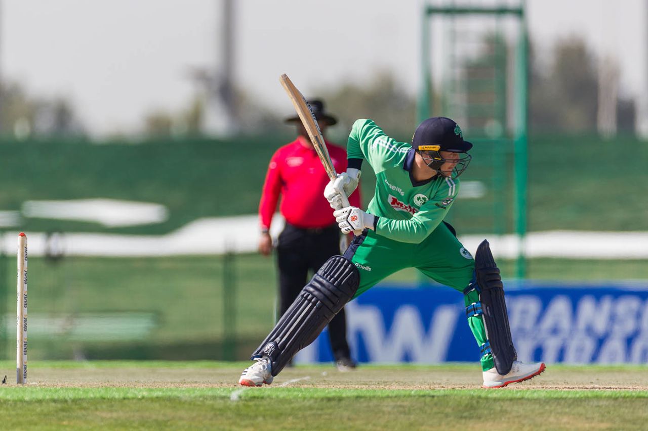 Curtis Campher gets on the front foot, UAE vs Ireland, Abu Dhabi, January 18, 2021