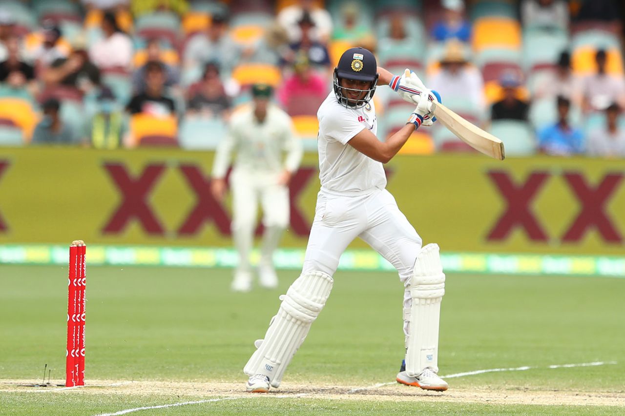 Shubman Gill drives into the off side, Australia vs India, 4th Test, Brisbane, 5th day, January 19, 2021