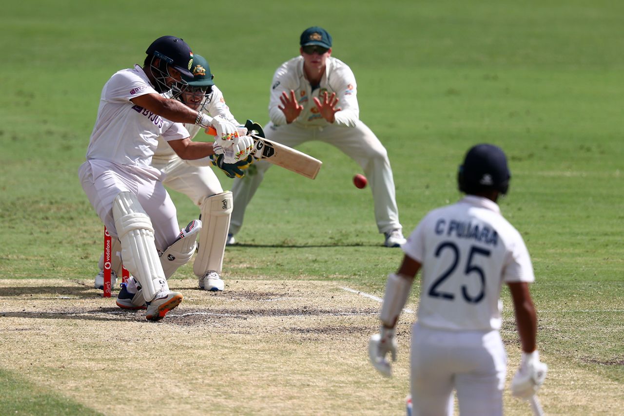 Rishabh Pant cuts one away, Australia vs India, 4th Test, Brisbane, 5th day, January 19, 2021