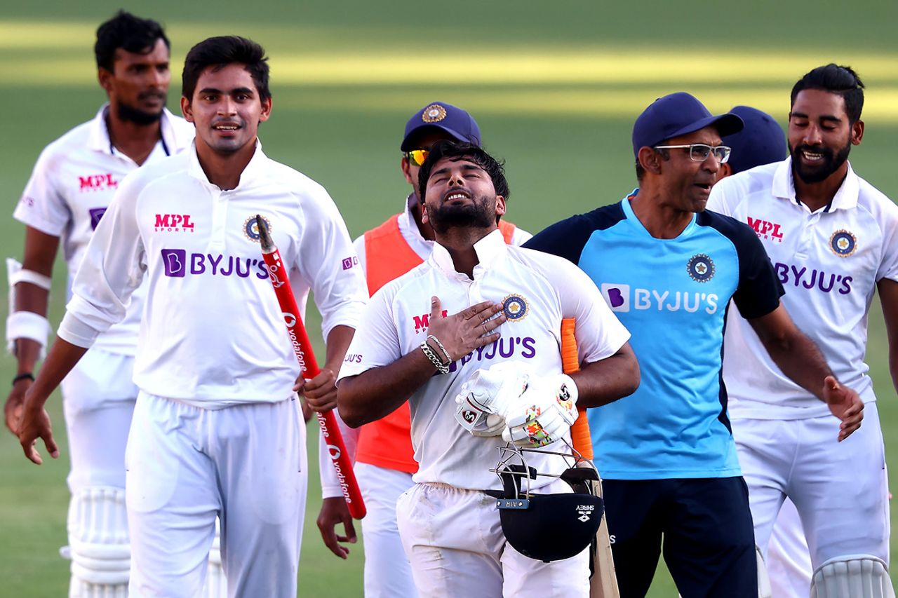 Rishabh Pant takes a moment to relish the win, Australia vs India, 4th Test, Brisbane, 5th day, January 19, 2021