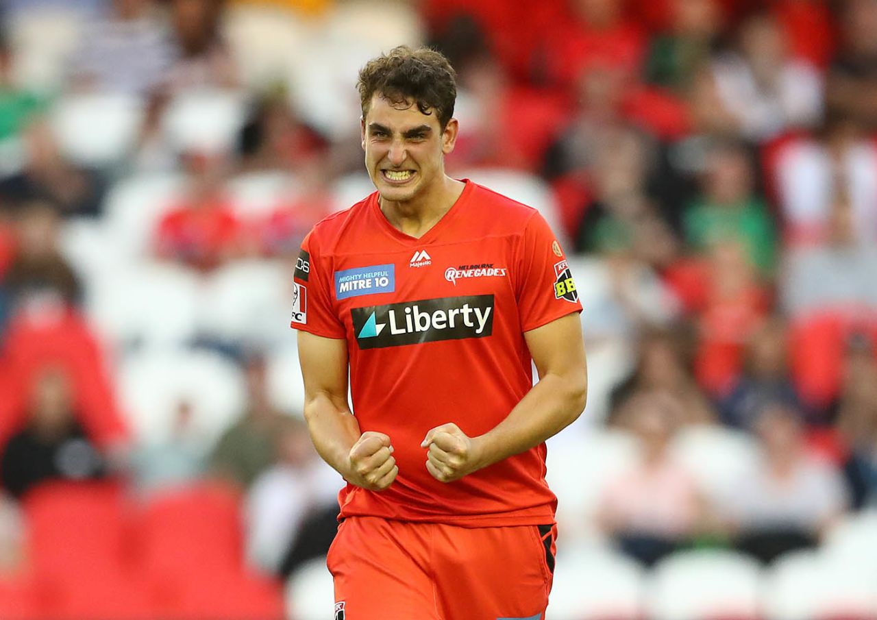 Peter Hatzoglou took two wickets in the Power Surge, Melbourne Renegades vs Melbourne Stars, BBL 2020-21, Docklands, January 20, 2021