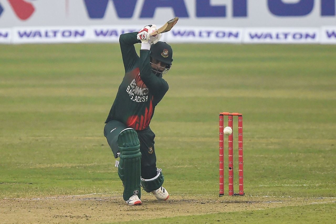 Tamim Iqbal unleashes a cover drive, Bangladesh v West Indies, 1st ODI, Mirpur, January 20, 2021
