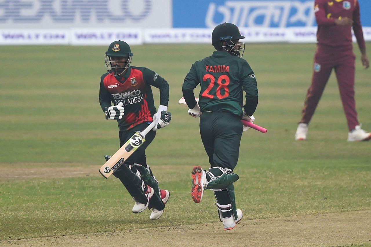 Liton Das and Tamim Iqbal shared a 47-run opening partnership, Bangladesh vs West Indies, 1st ODI, Mirpur, January 20, 2021