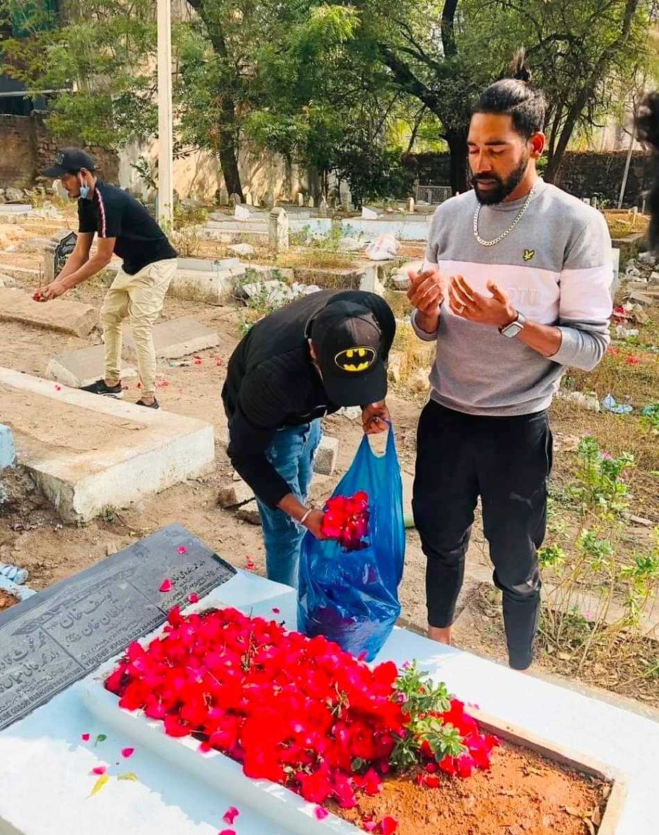 Mohammed Siraj at his father Mohammed Ghouse's grave; his father died on November 20, during India's tour of Australia. Hyderabad, January 21, 2021
