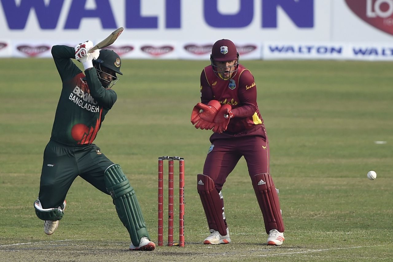 Tamim Iqbal drives against the spin, Bangladesh vs West Indies, 2nd ODI, Dhaka, January 22, 2021