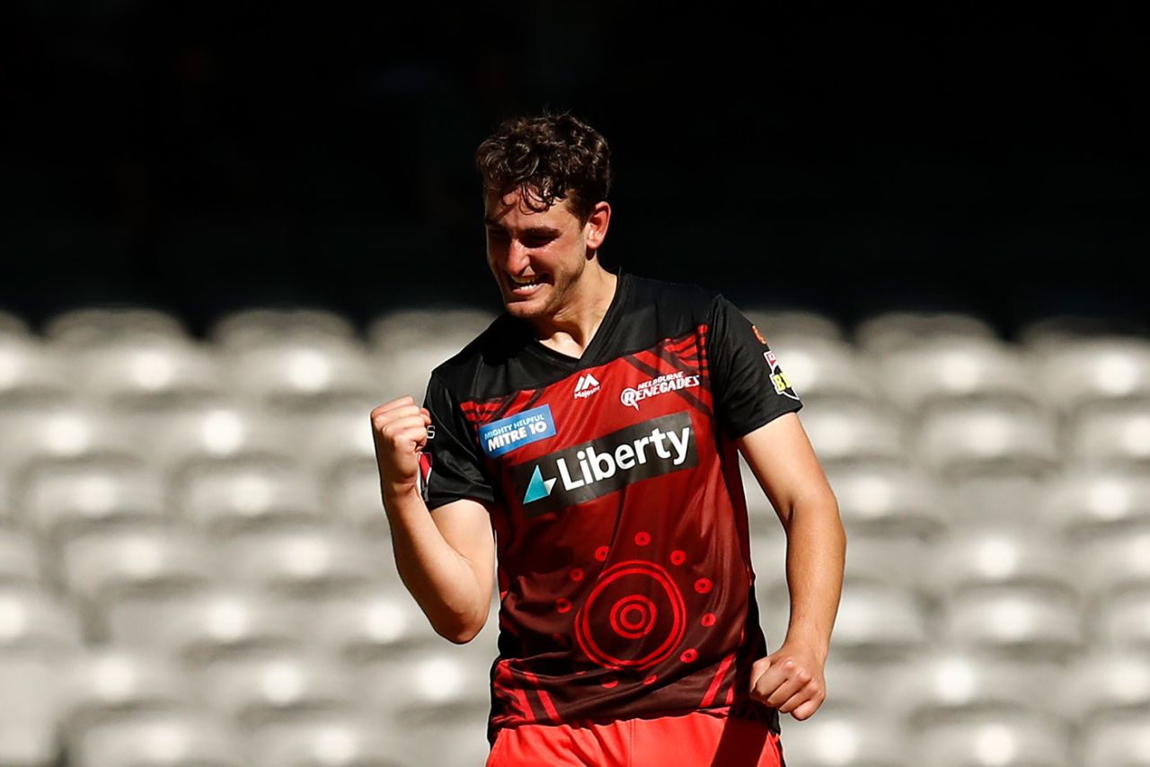 Peter Hatzoglou struck in the Power Surge, Melbourne Renegades vs Brisbane Heat, BBL, Marvel Stadium, January 23, 2021