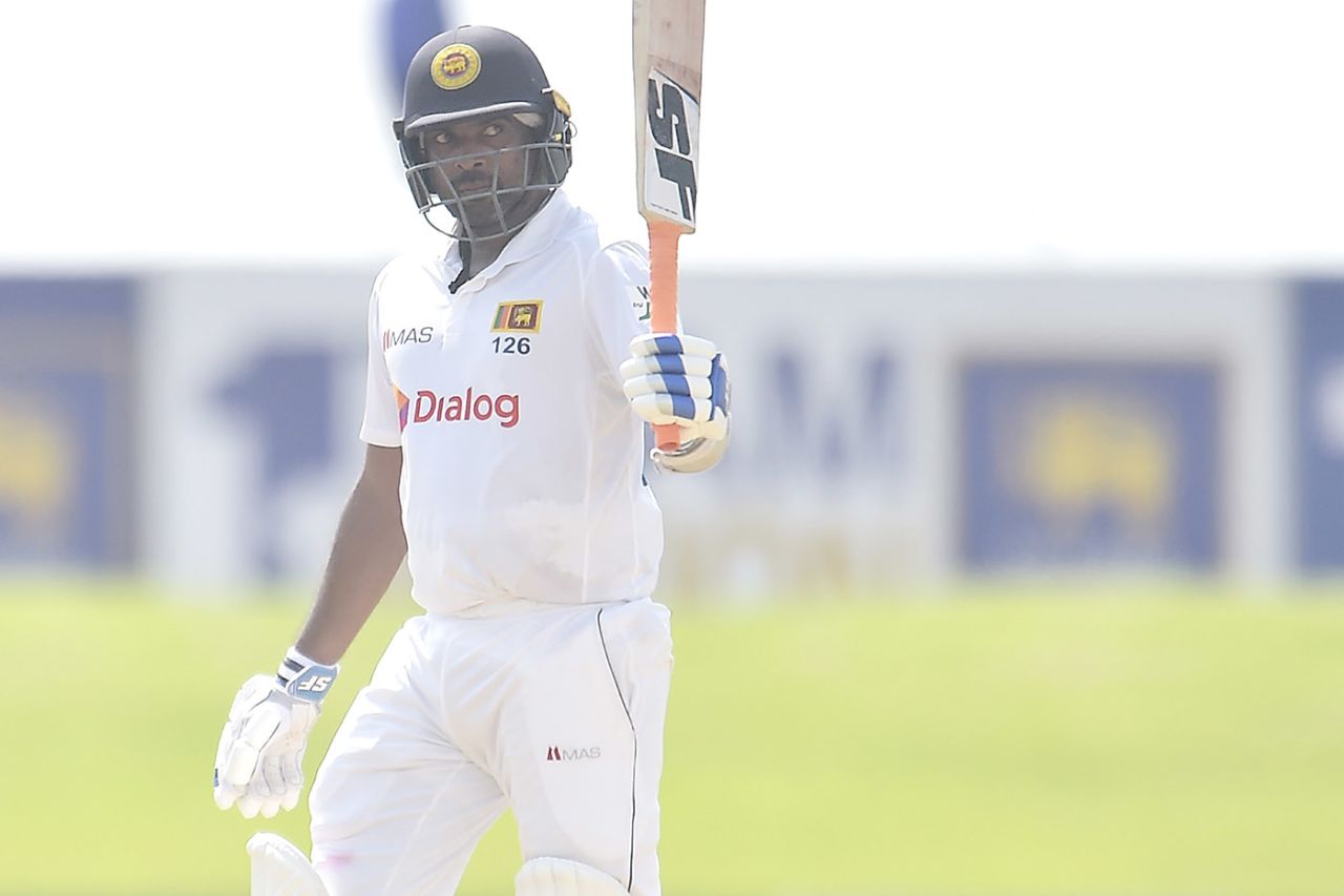 Dilruwan Perera raises his bat for fifty, Sri Lanka vs England, 2nd Test, Galle, 2nd day, January 23, 2021