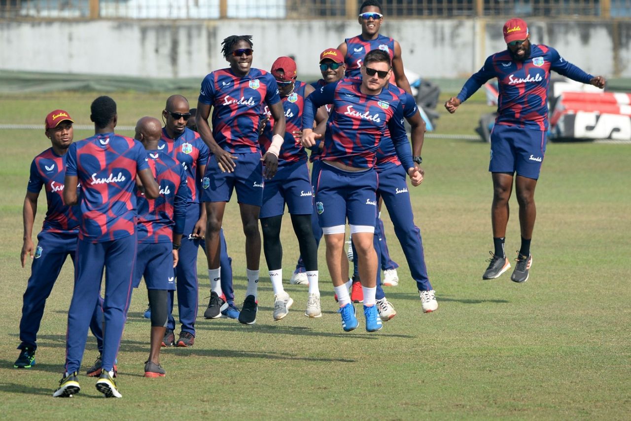 The West Indies players take part in a drill, Bangladesh vs West Indies, Chittagong, January 24, 2021