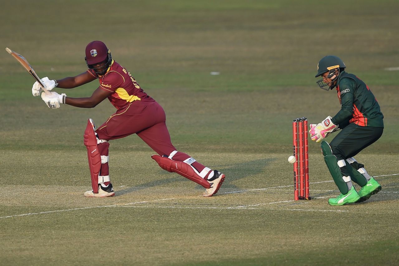 Nkrumah Bonner works one off his legs, Bangladesh vs West Indies, 3rd ODI, Chattogram, January 25, 2020