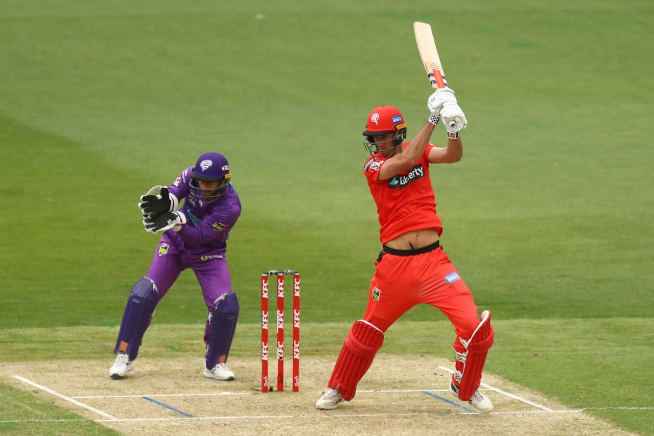 Beau Webster cuts during his unbeaten half-century, Melbourne Renegades vs Hobart Hurricanes, BBL 2020-21, Melbourne, January 26, 2021