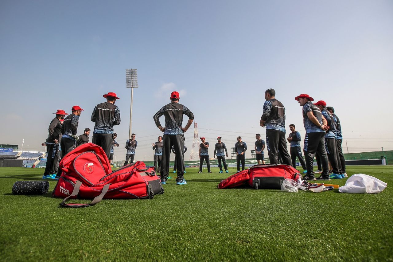 The Afghanistan players have a pre-game conference, Afghanistan vs Ireland, 3rd ODI, Abu Dhabi, January 26, 2021