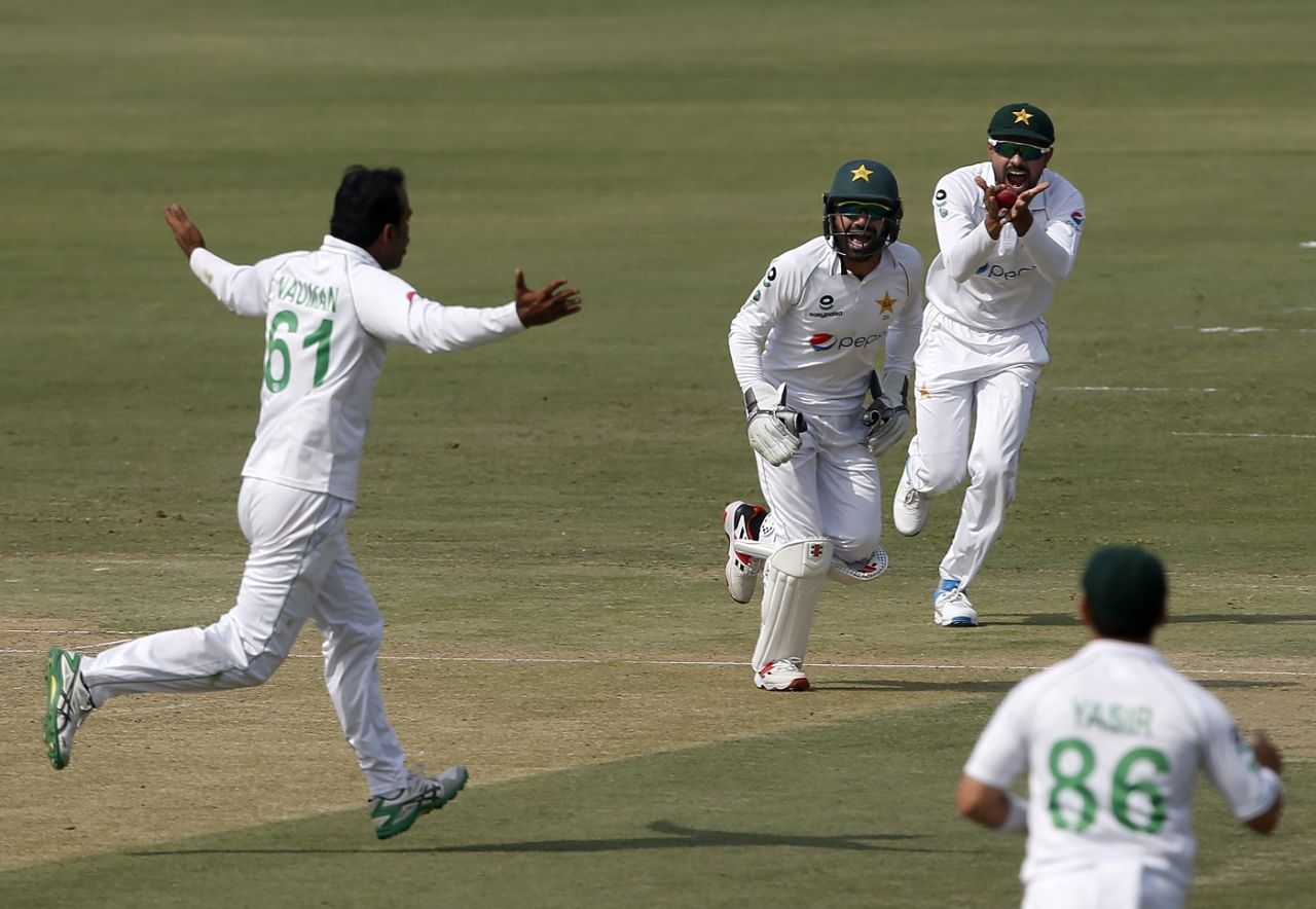 Nauman Ali wheels away in celebration, Pakistan vs South Africa, 1st Test, Karachi, 1st day, January 26, 2021