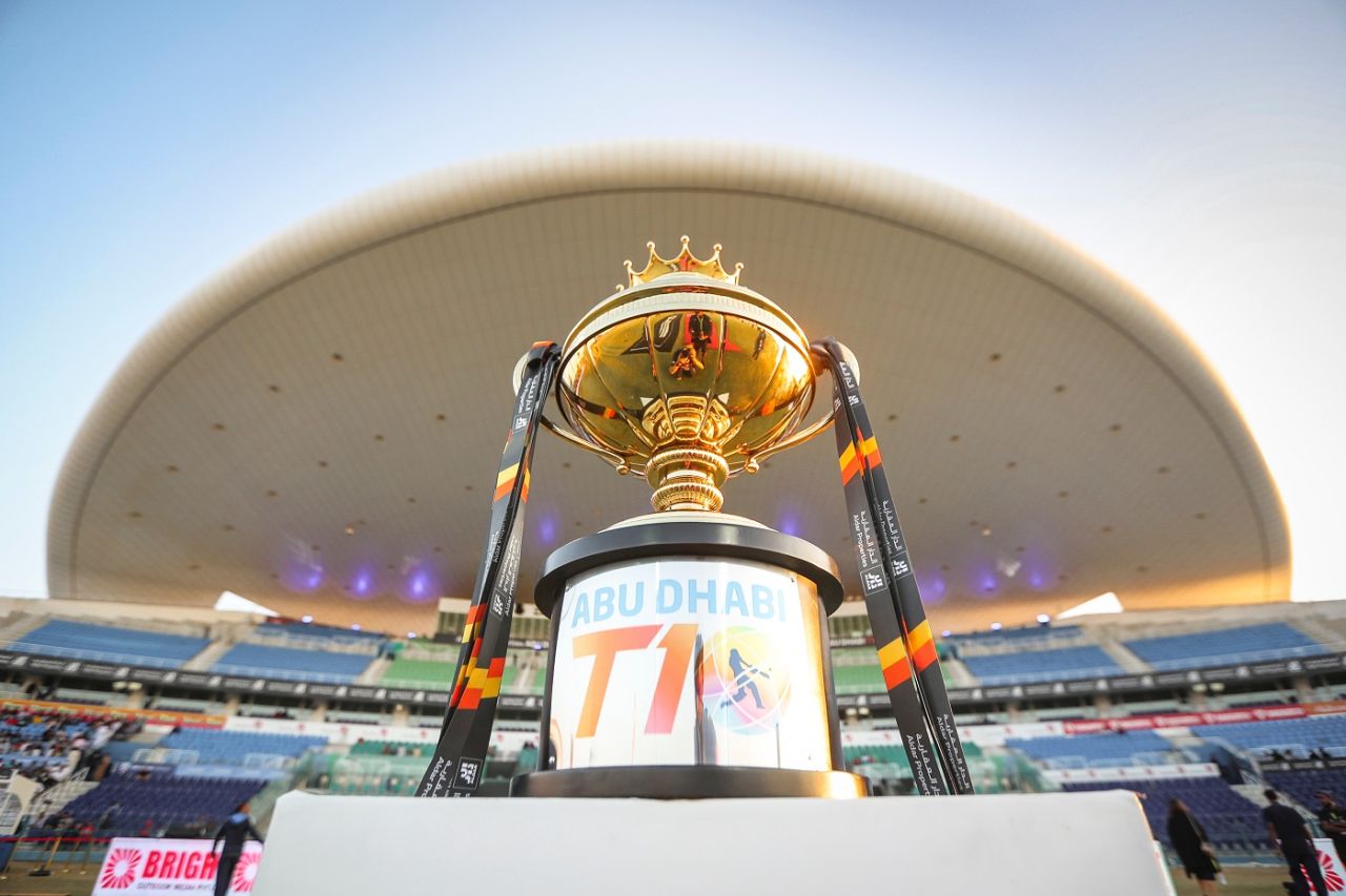 The Abu Dhabi T10 trophy on display during the Eliminator 2 match, Abu Dhabi, November 23, 2019