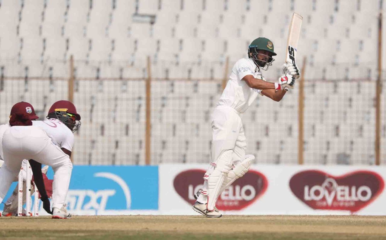 Shadman Islam works one with the spin, Bangladesh vs West Indies, 1st Test, Chattogram, Day 1, February 3, 2021