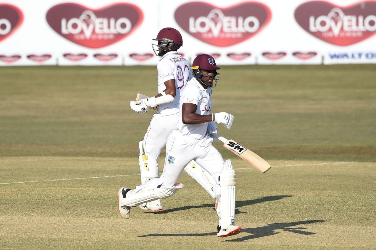 Kraigg Brathwaite and Nkrumah Bonner steadied West Indies after two early wickets, Bangladesh vs West Indies, 1st Test, Chattogram, Day 2, February 4, 2021