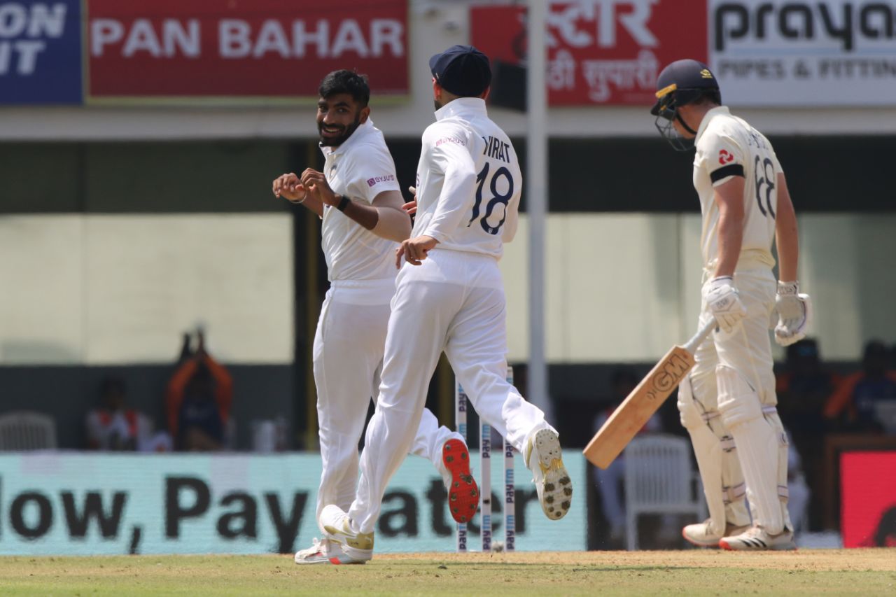 Jasprit Bumrah is all smiles after trapping Dan Lawrence lbw, India vs England, 1st Test, Chennai, 1st day, February 5, 2021