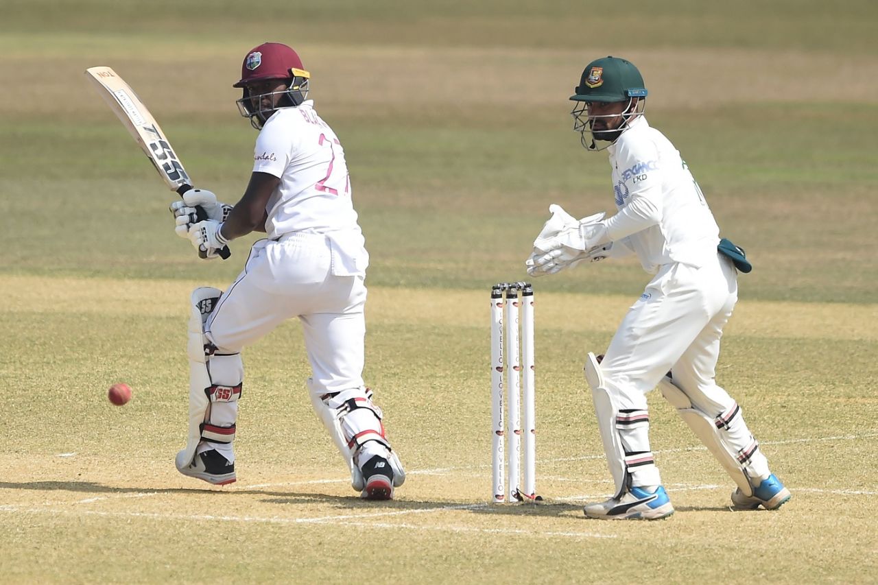 Jermaine Blackwood works one off his pads, Bangladesh vs West Indies, 1st Test, Chattogram, Day 3, February 5, 2021