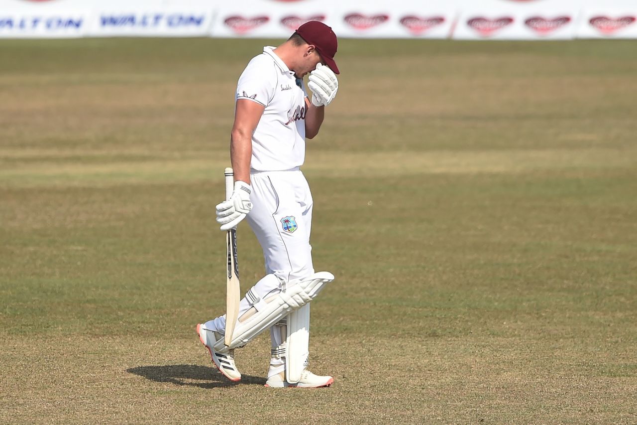 A distraught Joshua Da Silva walks back, Bangladesh vs West Indies, 1st Test, Chattogram, Day 3, February 5, 2021