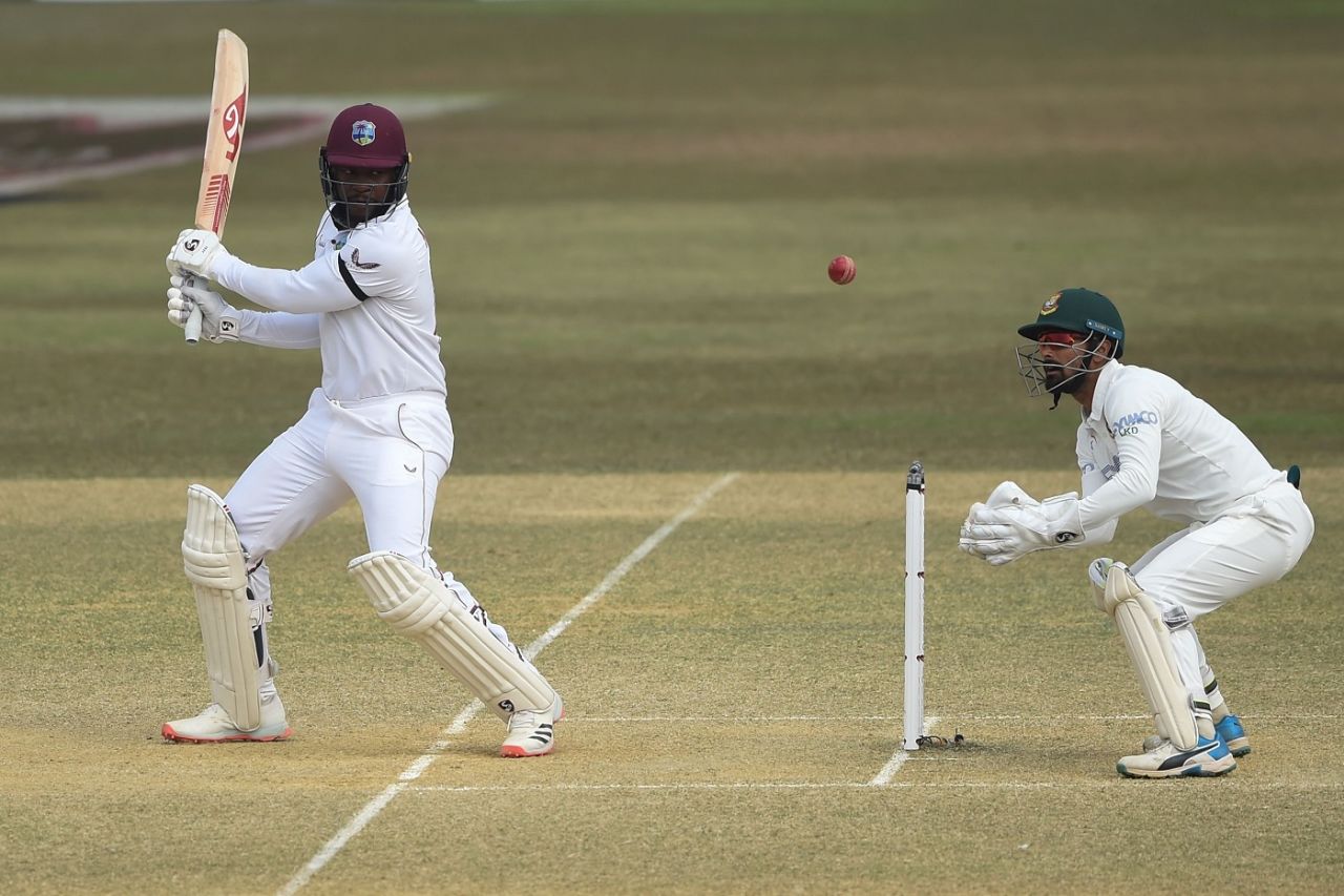 Kyle Mayers cuts one away, Bangladesh vs West Indies, 1st Test, Chattogram, Day 5, February 7, 2021