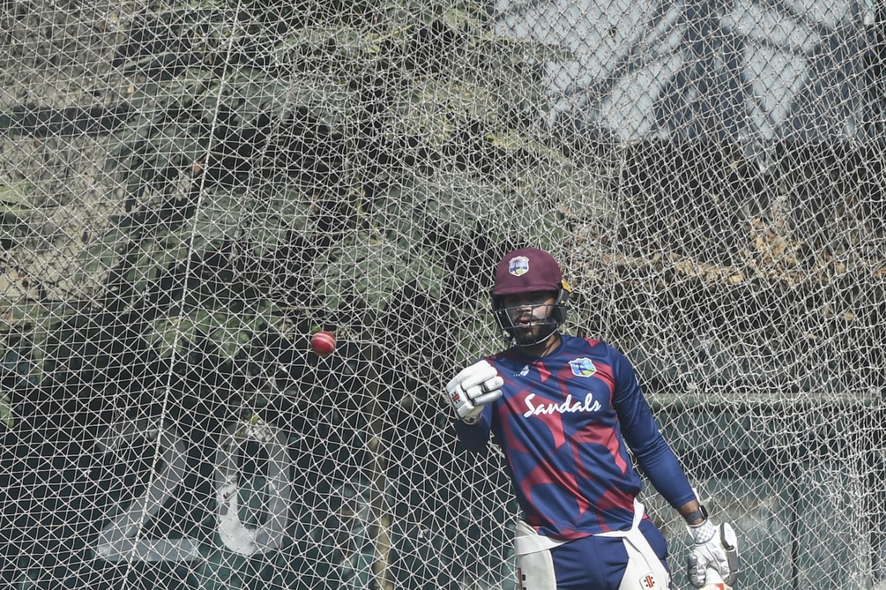 John Campbell has a bat in the nets, Dhaka, February 9, 2021
