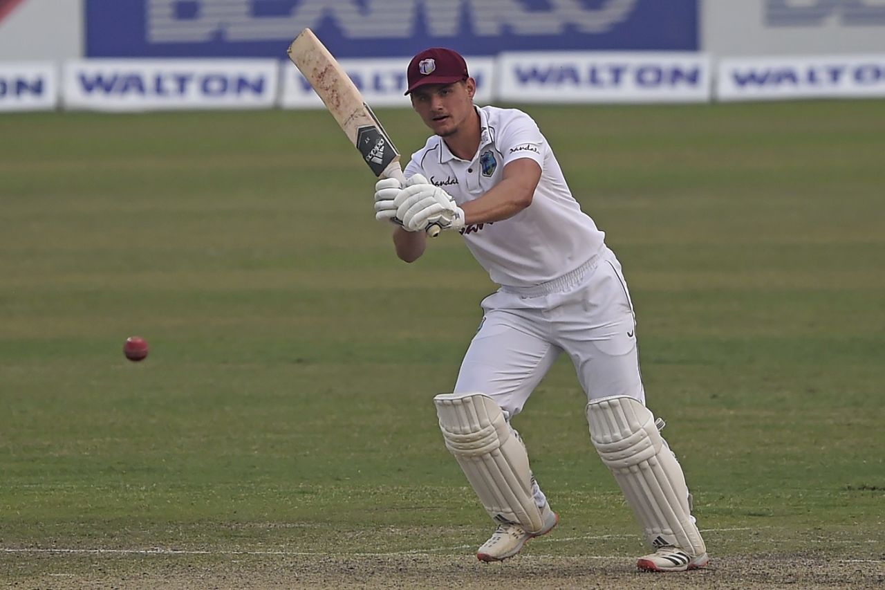 Joshua Da Silva eases one down the wicket, Bangladesh vs West Indies, 2nd Test, Dhaka, 1st day, February 11, 2021