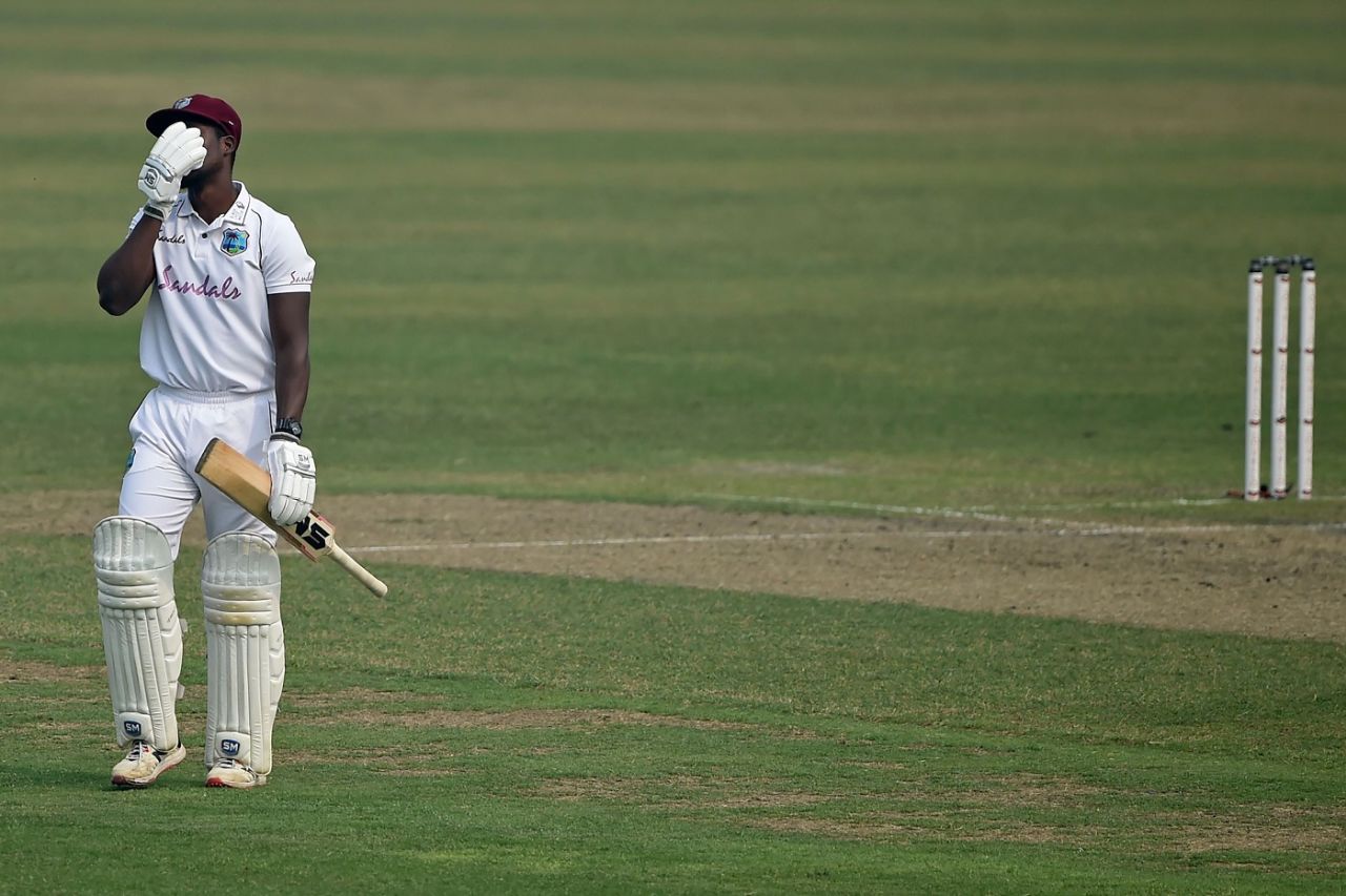 Nkrumah Bonner reacts after his dismissal, Bangladesh vs West Indies, 2nd Test, Dhaka, 2nd day, February 12, 2021