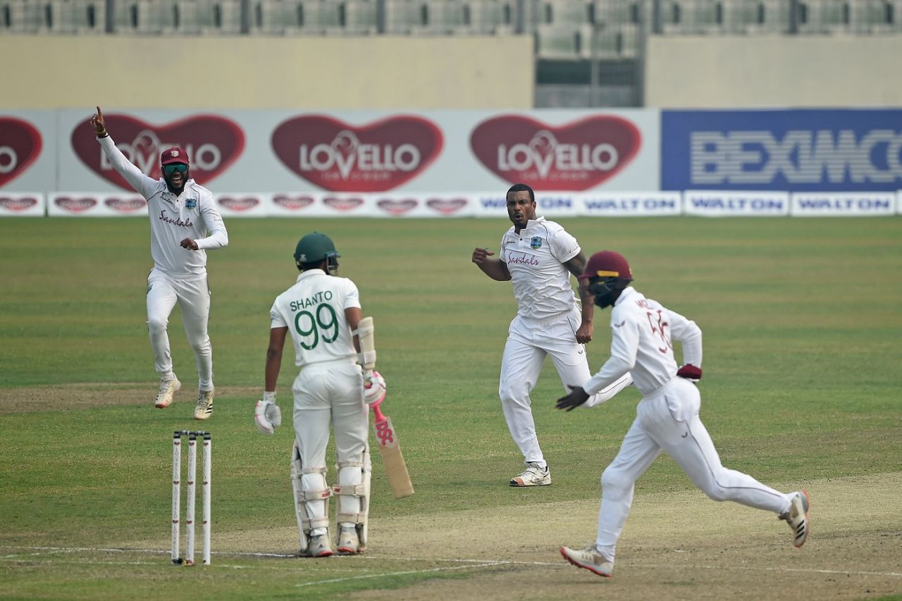 Shannon Gabriel struck twice with the new ball, Bangladesh vs West Indies, 2nd Test, Dhaka, 2nd day, February 12, 2021