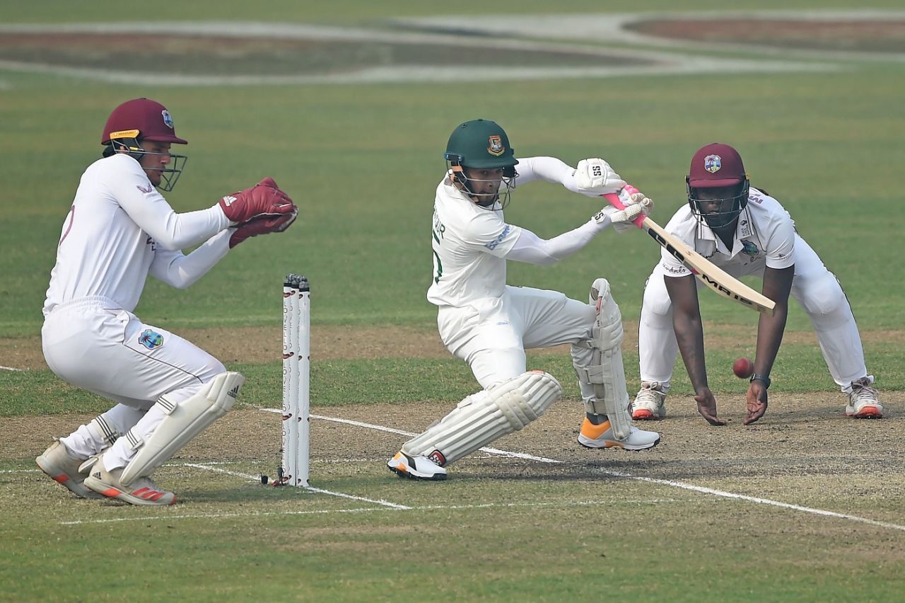Mushfiqur Rahim plays late, Bangladesh vs West Indies, 2nd Test, Dhaka, 3rd day, February 13, 2021