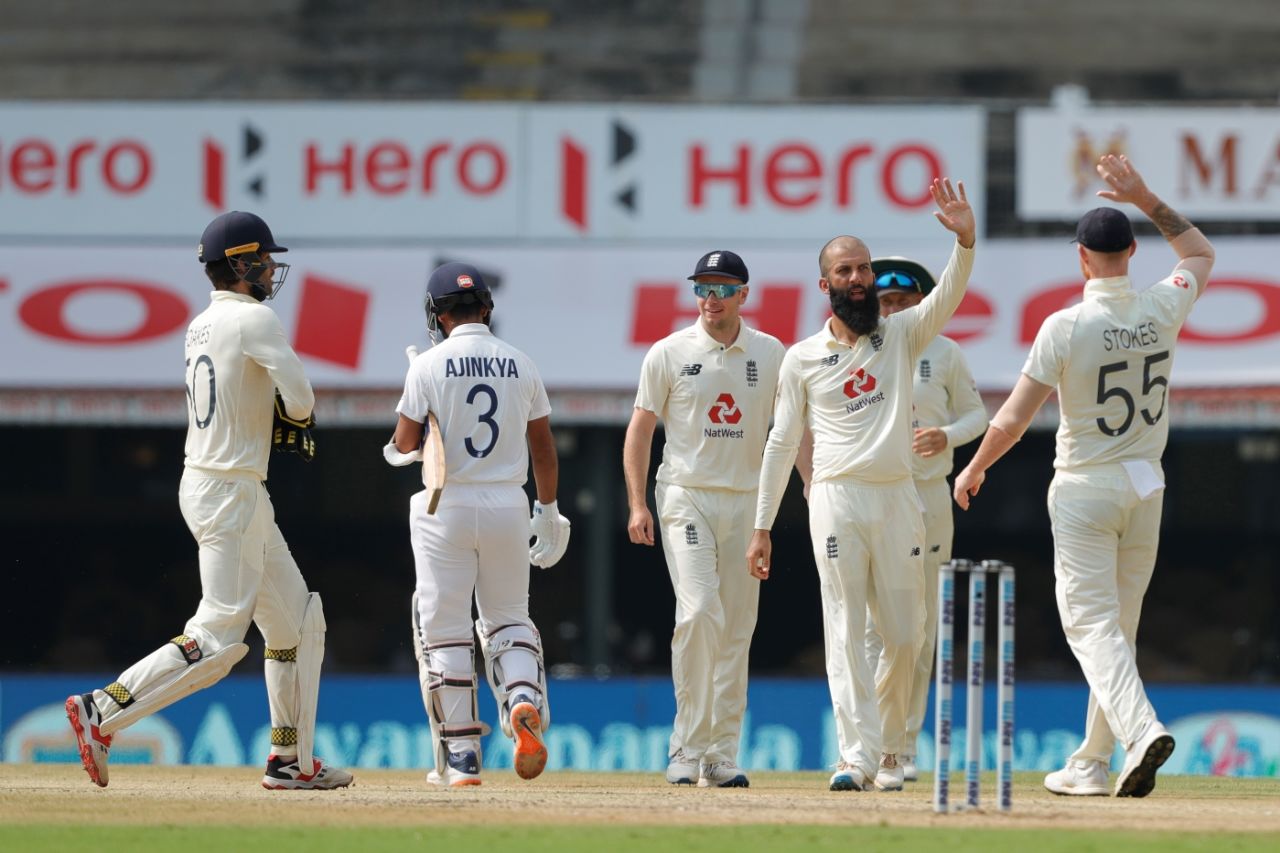 Moeen Ali accounted for Ajinkya Rahane, India vs England, 2nd Test, Chennai, 3rd day, February 15, 2021