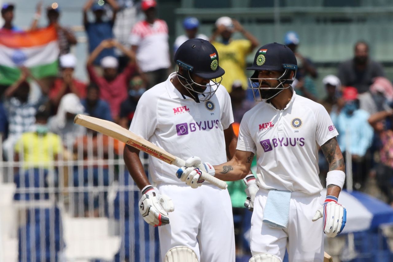 Virat Kohli gets to a fifty during his big stand with R Ashwin, India vs England, 2nd Test, Chennai, 3rd day, February 15, 2021