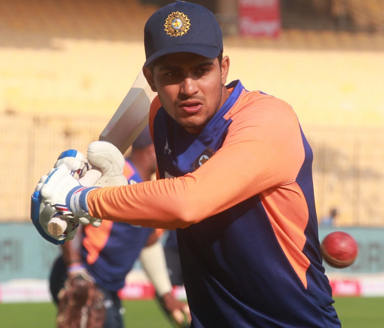 Shubman Gill bats during a warm-up session, Chennai, February 7, 2021
