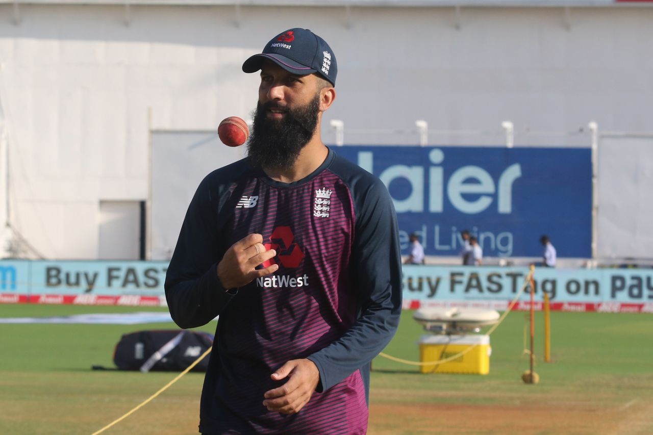 Moeen Ali gets ready to have a bowl, Chennai, February 13, 2021