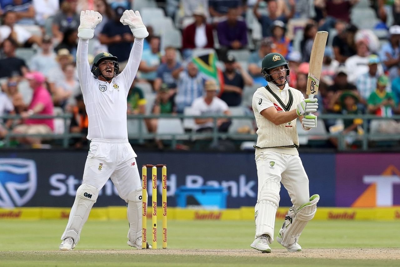 Quinton de Kock appeals against Tim Paine, Cape Town, March 25, 2018
