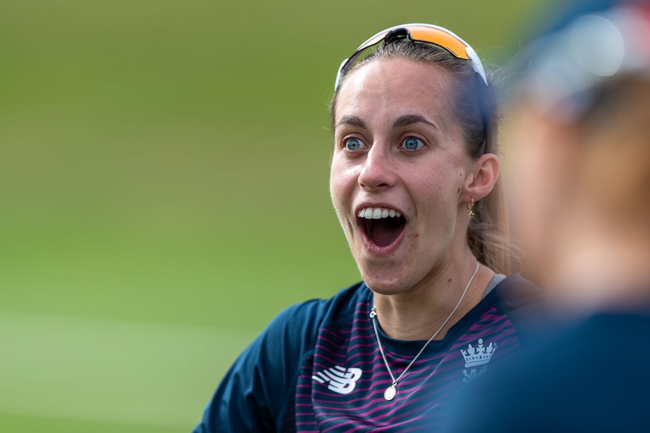 Tash Farrant wears a shocked expression, New Zealand XI and England Women, first 50-over warm-up, Queenstown, February 14, 2021