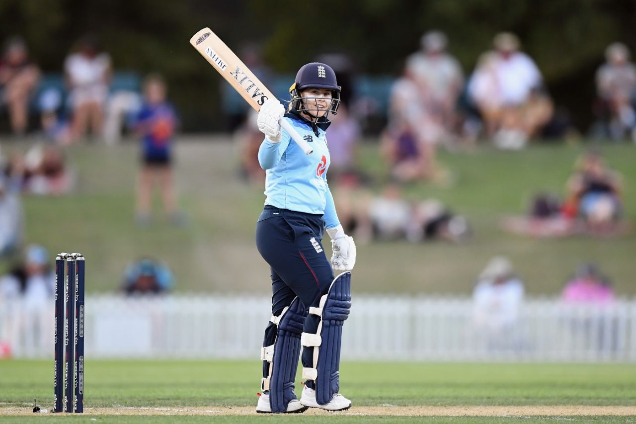 Tammy Beaumont celebrates her half-century, New Zealand Women vs England Women, Christchurch, February 23, 2021