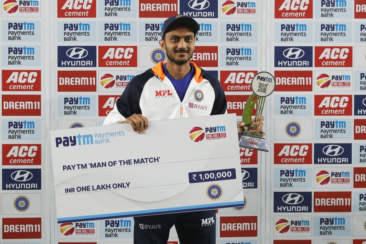 Axar Patel was named Player of the Match, India vs England, 3rd Test, Ahmedabad, Day 2, February 25, 2021