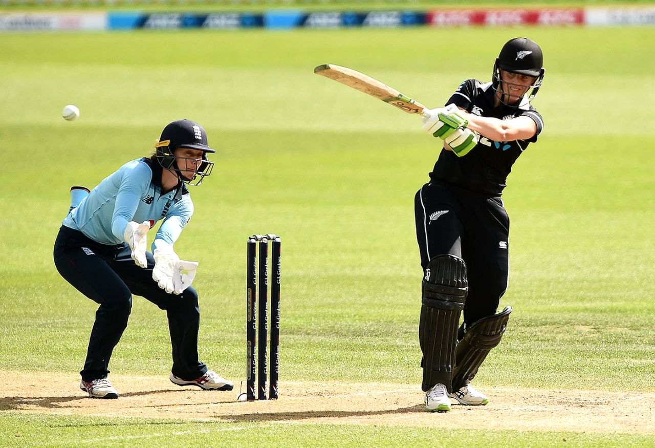 Amy Satterthwaite during her unbeaten century, New Zealand Women vs England Women, 3rd ODI, Dunedin, February 28, 2021