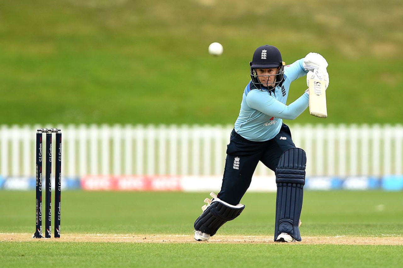Tammy Beaumont on the drive, New Zealand Women vs England Women, 3rd ODI, Dunedin, February 28, 2021