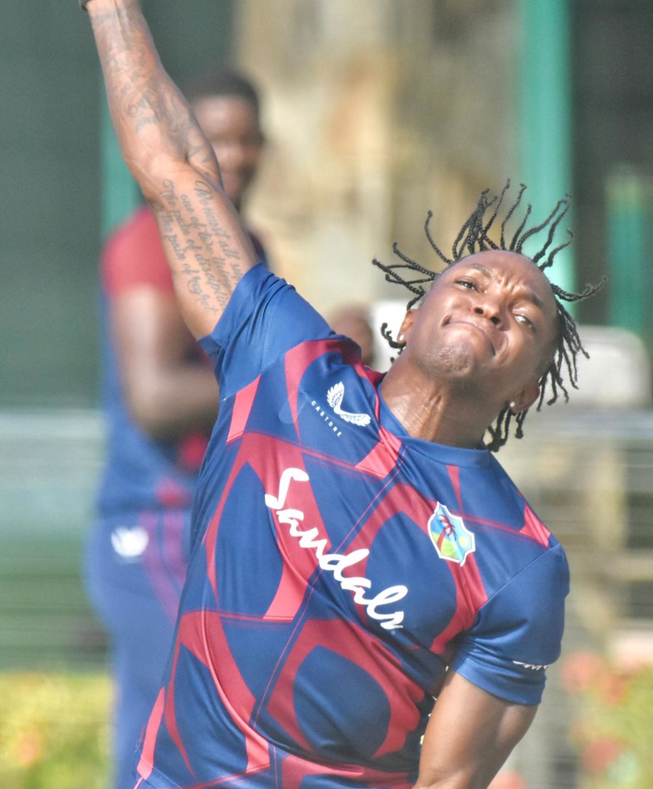 Fidel Edwards turns his arm over in training, Antigua, March 2, 2021