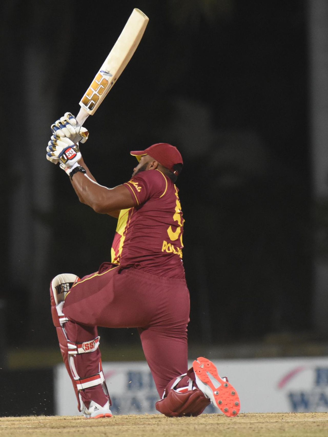 Ball four: Kieron Pollard slogs one over deep midwicket for six, West Indies vs Sri Lanka, 1st T20I, Coolidge, March 3, 2021