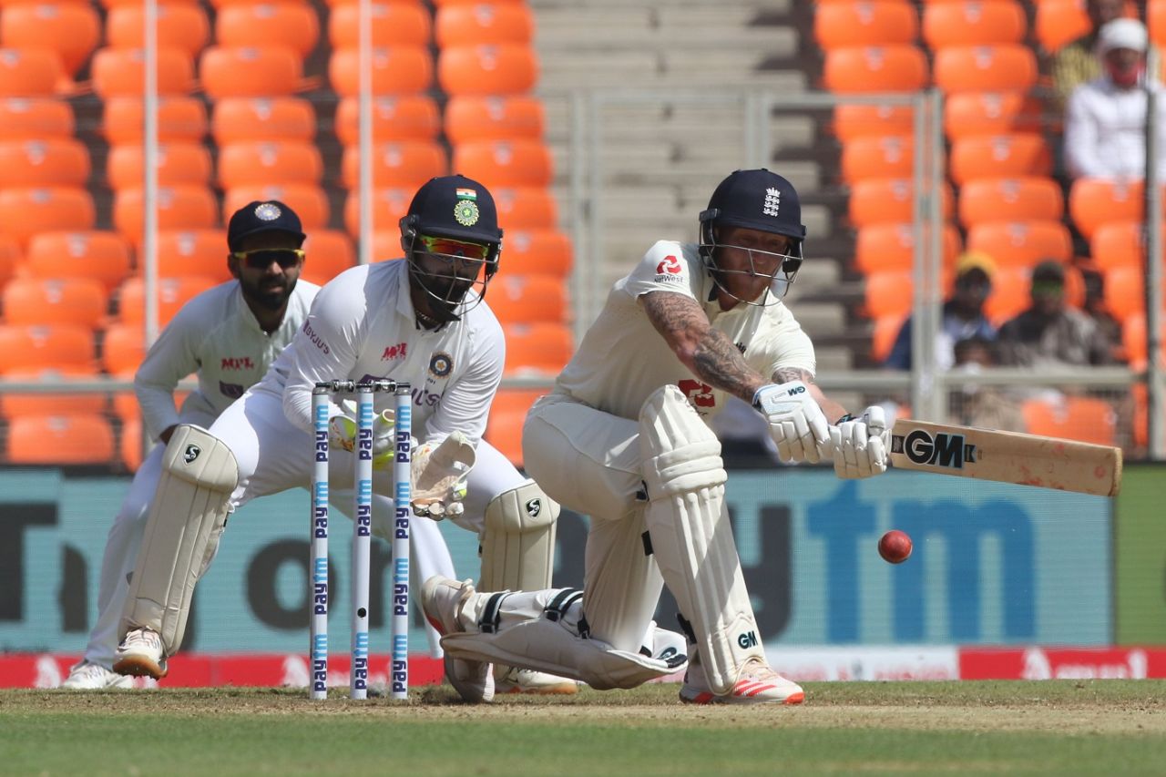 Ben Stokes shapes to sweep, India vs England, 4th Test, Ahmedabad, 1st Day, March 4, 2021
