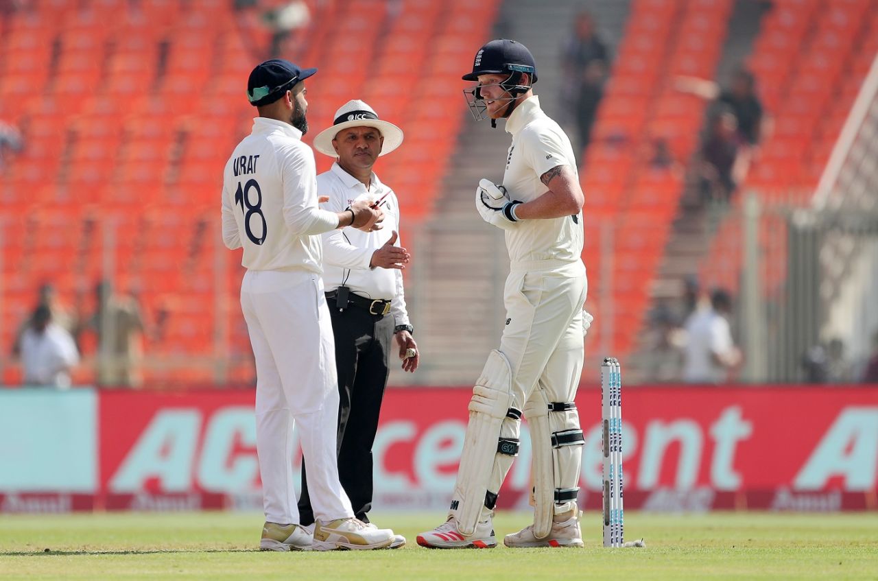 Virat Kohli and Ben Stokes exchange words as the umpire tries to intervene, India vs England, 4th Test, Ahmedabad, 1st Day, March 4, 2021