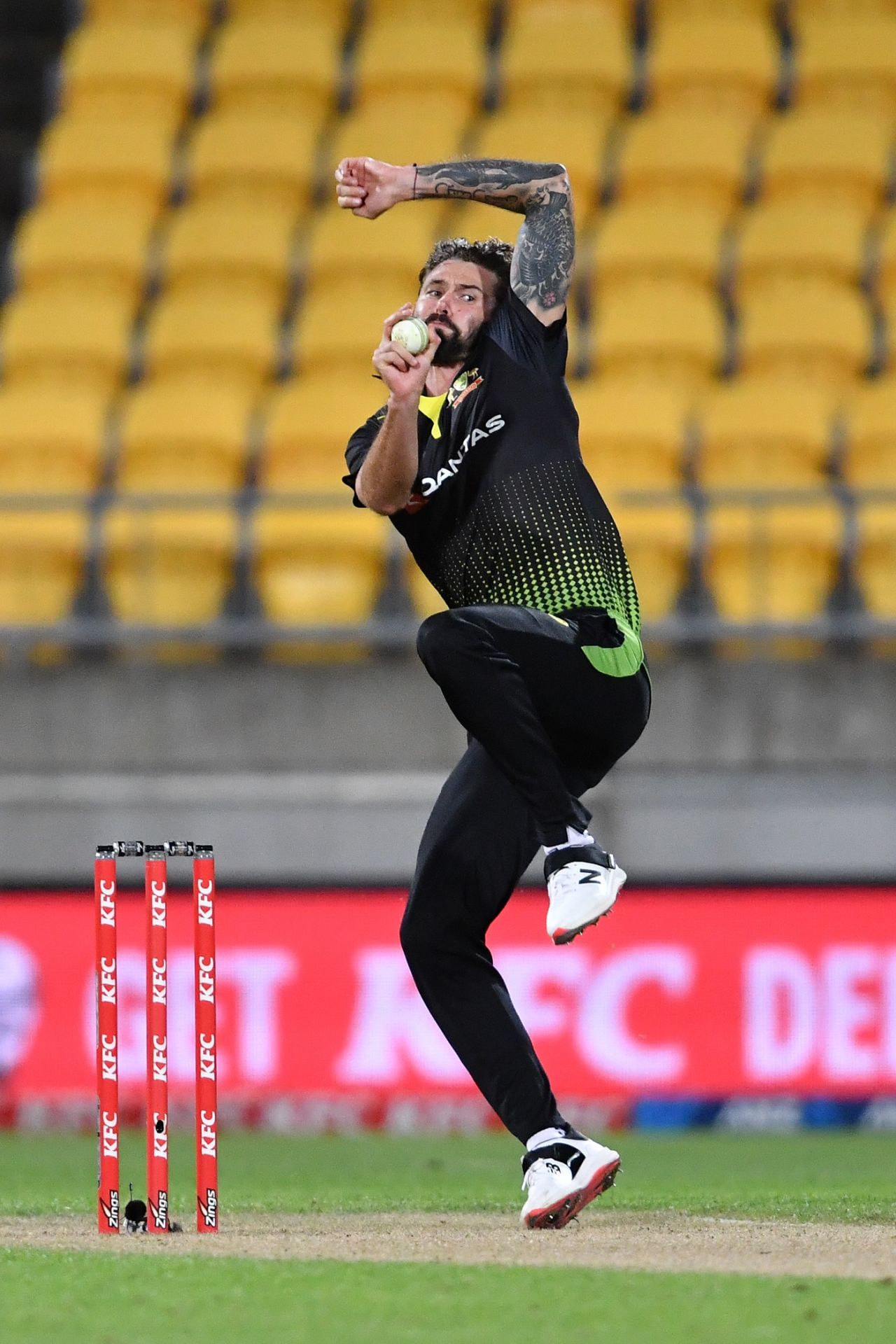 Kane Richardson was the most successful Australia bowler on the day, New Zealand vs Australia, 4th T20I, Wellington, March 5, 2021
