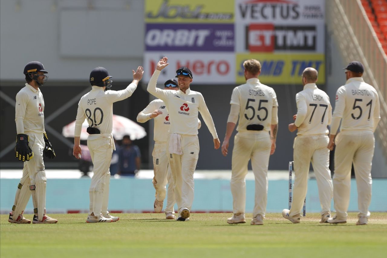 Joe Root celebrates a wicket, India vs England, 4th Test, Ahmedabad, 2nd Day, March 5, 2021